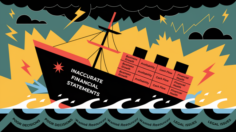A sinking ship labeled "Inaccurate Financial Statements."