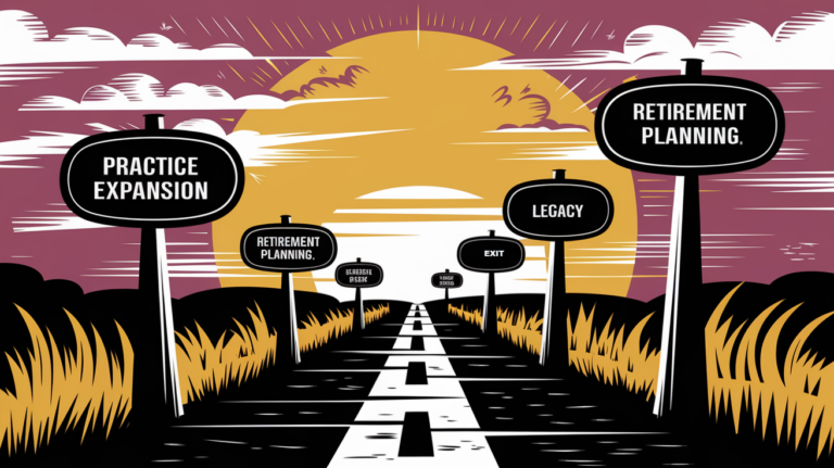 Woodcut illustration of a path leading towards financial success.