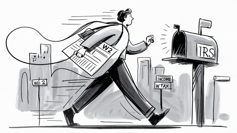 A person mailing a tax return.