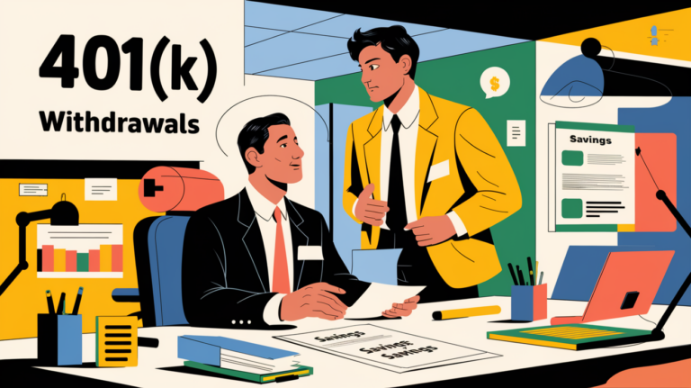 An advertising illustration of a person in deep conversation with a financial advisor, highlighting the importance of seeking professional guidance for 401(k) withdrawals.