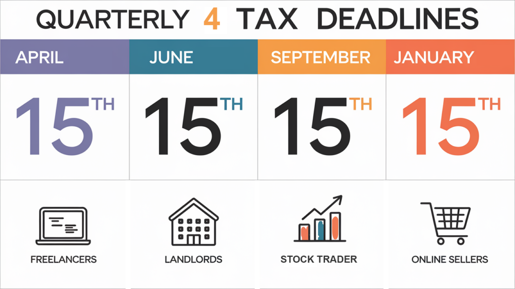 A calendar with key dates for estimated tax payments.