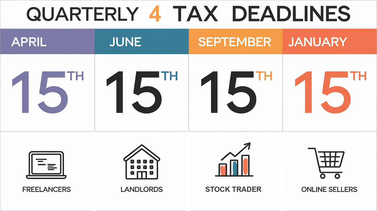 A calendar with key dates for estimated tax payments.