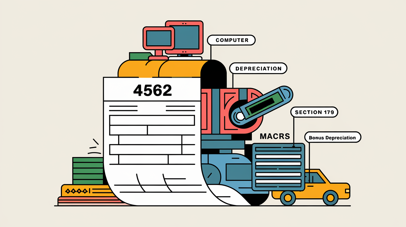 A graphic of Form 4562 with business assets.