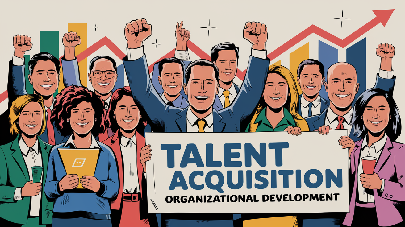 An advertising illustration of employees celebrating a product launch.