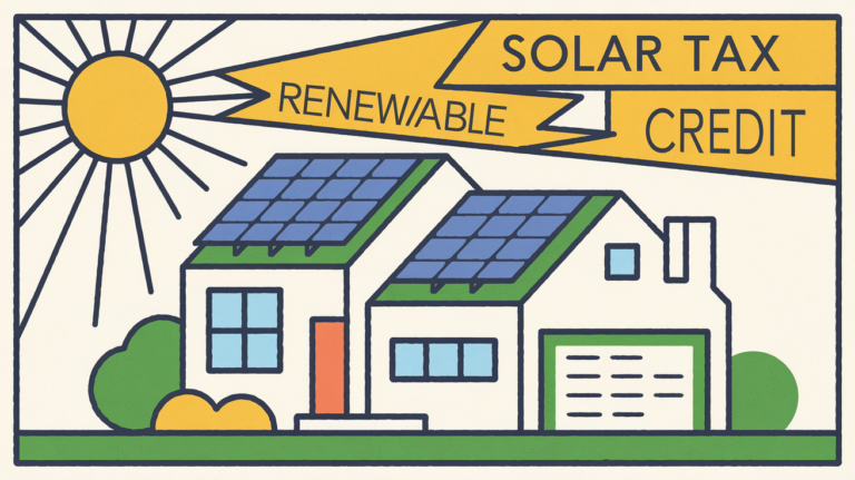 A modern house with solar panels on its roof.