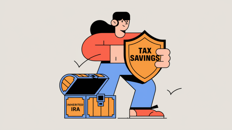 A peson protecting an inherited IRA with a "Tax Savings" shield.