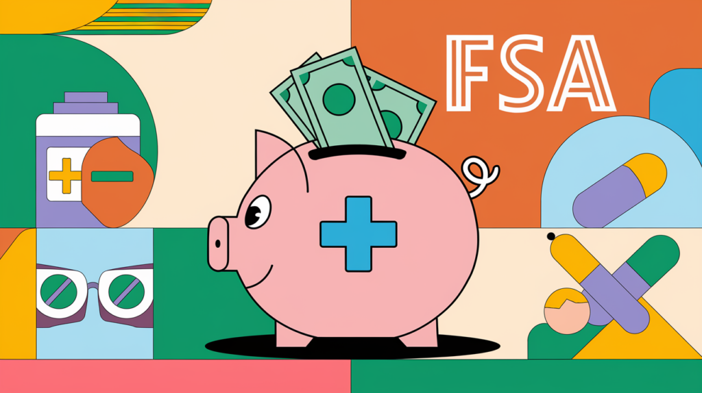 A piggy bank overflowing with money, representing FSA savings.