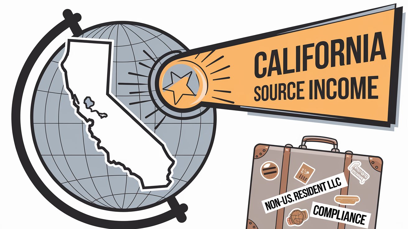 A globe with a spotlight on California, representing California source income for international businesses.