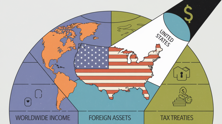 A globe with a spotlight on the U.S., highlighting tax complexities.