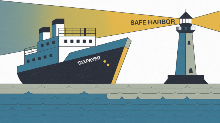 A ship sailing towards a lighthouse labeled "Safe Harbor."