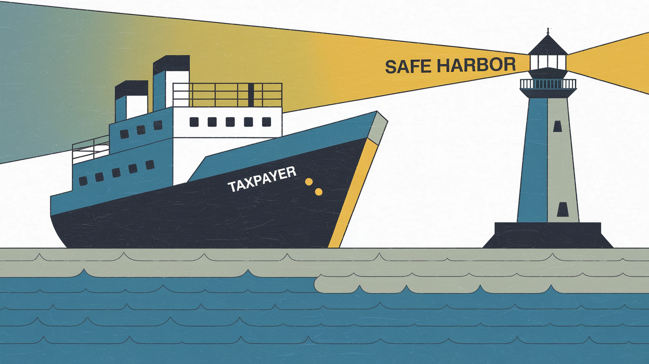 A ship sailing towards a lighthouse labeled "Safe Harbor."