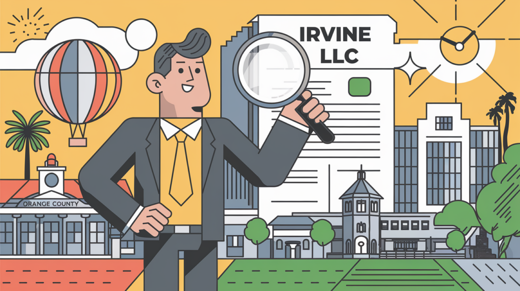 A business owner reviewing tax documents for their Irvine LLC.