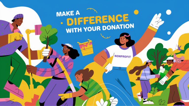 A vibrant illustration of volunteers working together to make a difference.