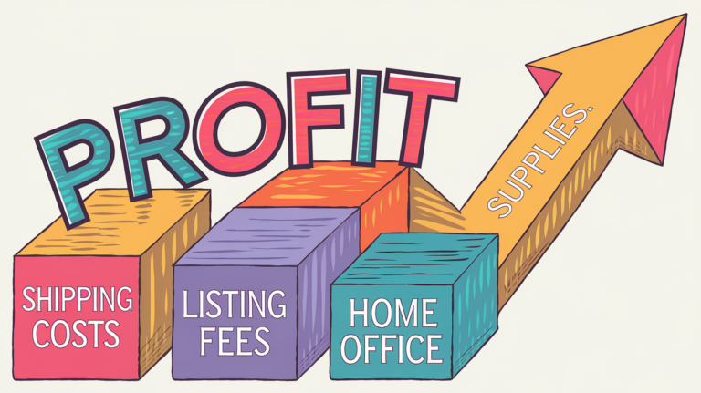 Upward arrow made of blocks labeled with tax deductions, pointing to the word "Profit."
