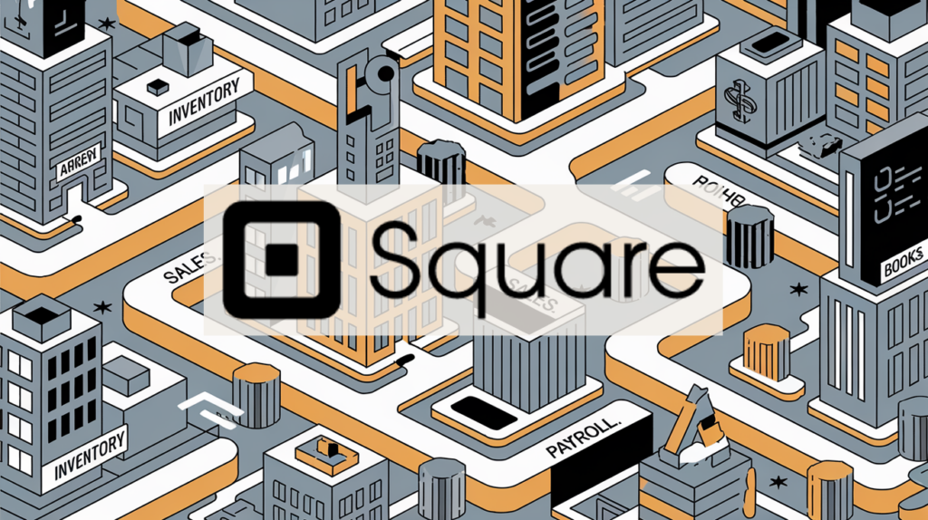 Cityscape with interconnected pathways representing Square integration with accounting software.