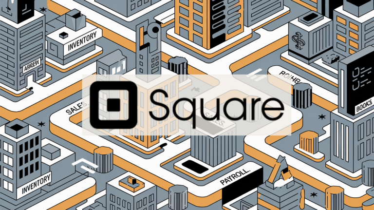 Cityscape with interconnected pathways representing Square integration with accounting software.