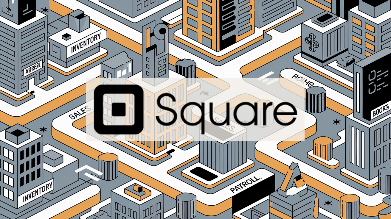 Cityscape with interconnected pathways representing Square integration with accounting software.