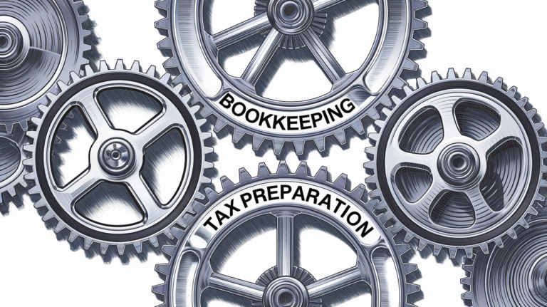 A detailed scientific illustration of interlocking gears labeled with financial tasks.
