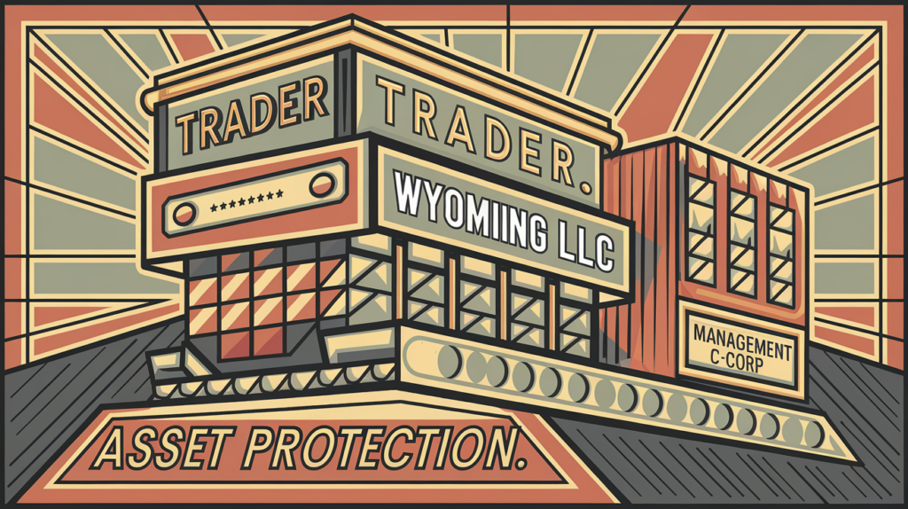 A stylized building representing the structure of a trading business.