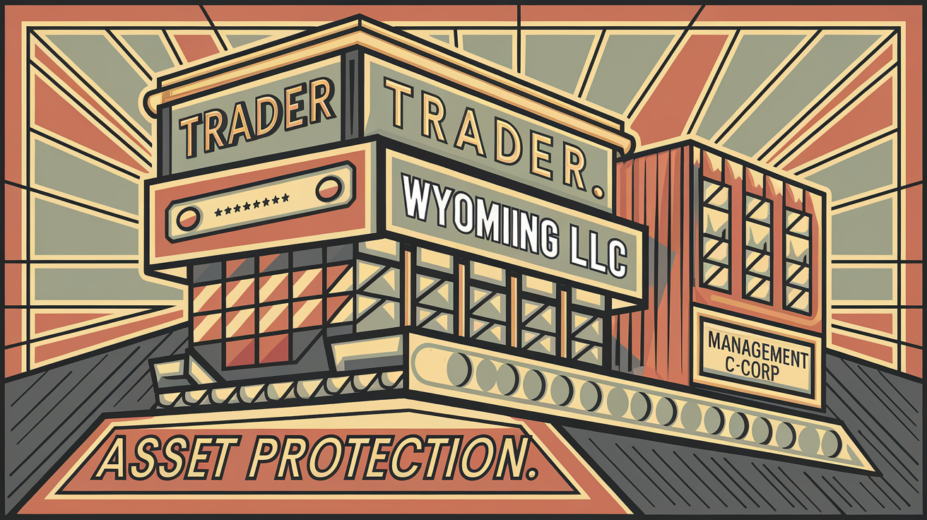 A stylized building representing the structure of a trading business.