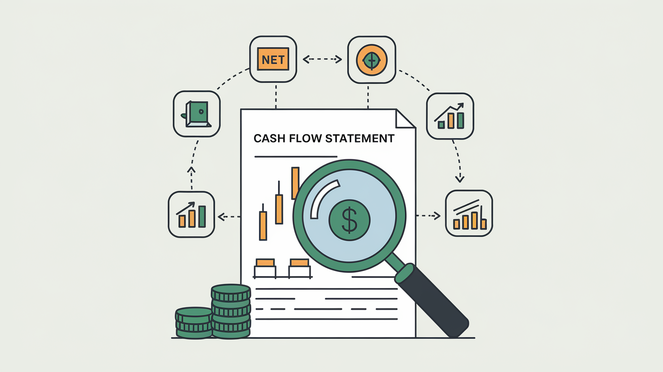Vector line art of cash flow as a river flowing into a lake representing company liquidity