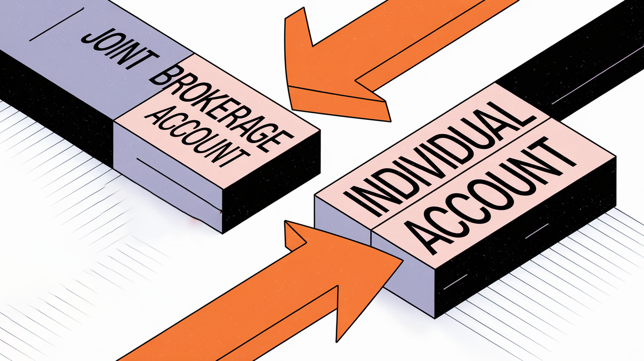 A block illustration showing the transfer of assets from a joint brokerage account to an individual account, with the term "Joint Brokerage Account" highlighted.