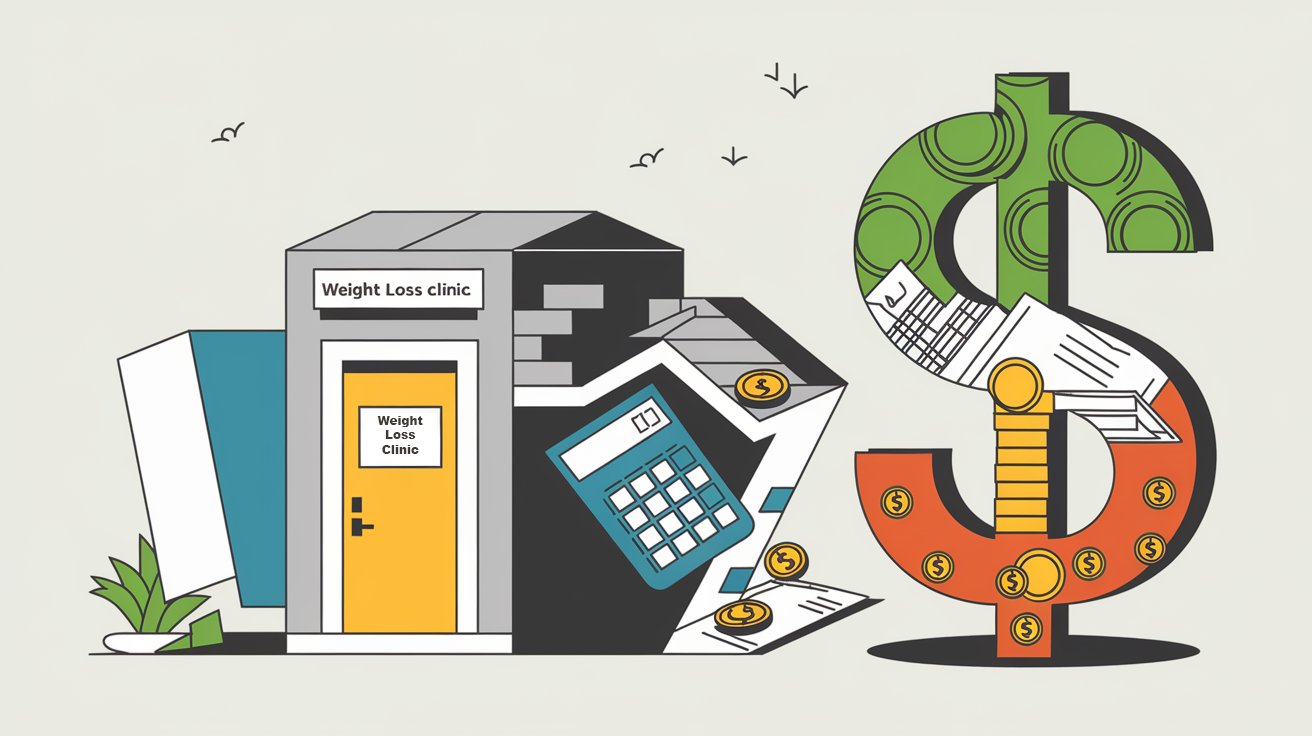 A weight loss clinic transforming into a dollar sign.